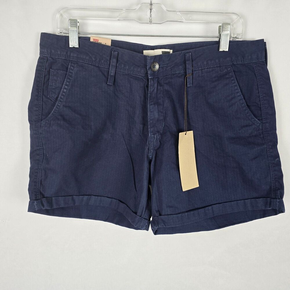 Levi's Cuffed Shorts Women's 30 Blue 100% Cotton Chino Like NWT